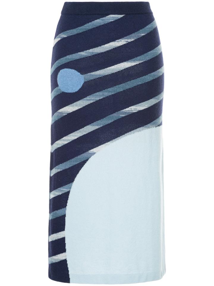 Onefifteen Striped Knitted Skirt - Blue