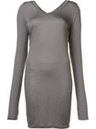 Isabel Benenato Long V-neck T-shirt, Women's, Size: 40, Grey, Modal/virgin Wool