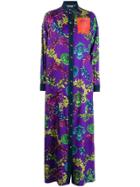 Versace Jeans Couture Baroque Print Shirt Dress - Purple