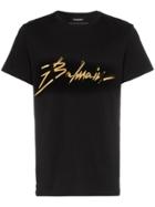 Balmain Signature Logo Cotton T-shirt - Black