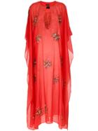 Andrea Bogosian Beaded Embroidery Kaftan - Red