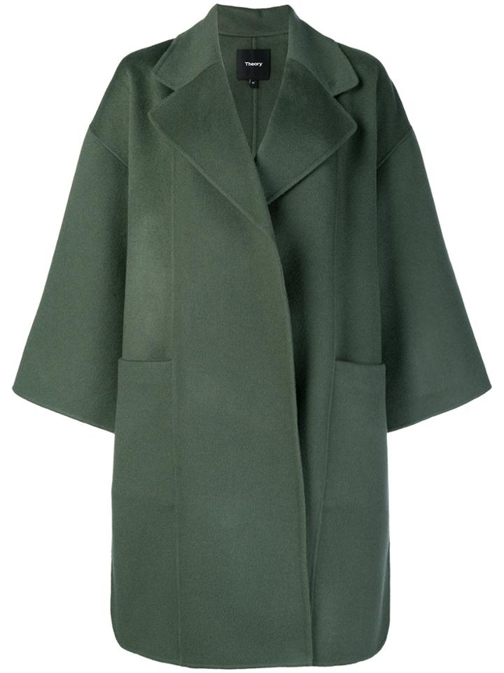 Theory Oversized Boxy-fit Coat - Green