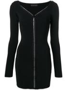 David Koma Crystal-embellished Zip-up Dress - Black