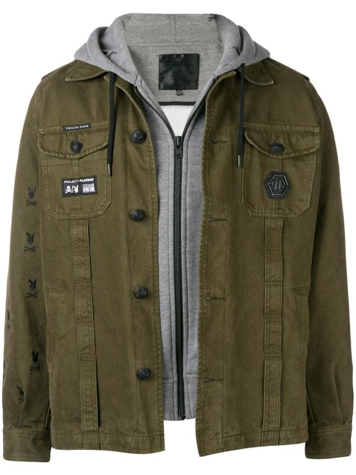 Philipp Plein X Playboy Layered Military Jacket - Green