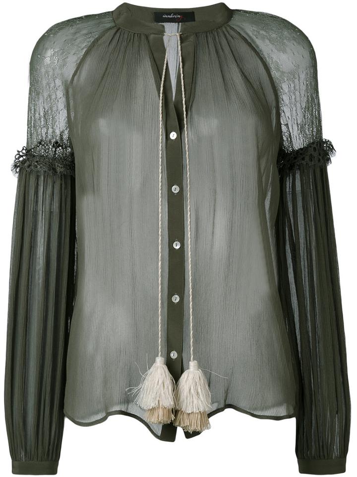 Wandering - Fringed Sheer Blouse - Women - Silk/polyester/viscose/polyamide - 40, Green, Silk/polyester/viscose/polyamide