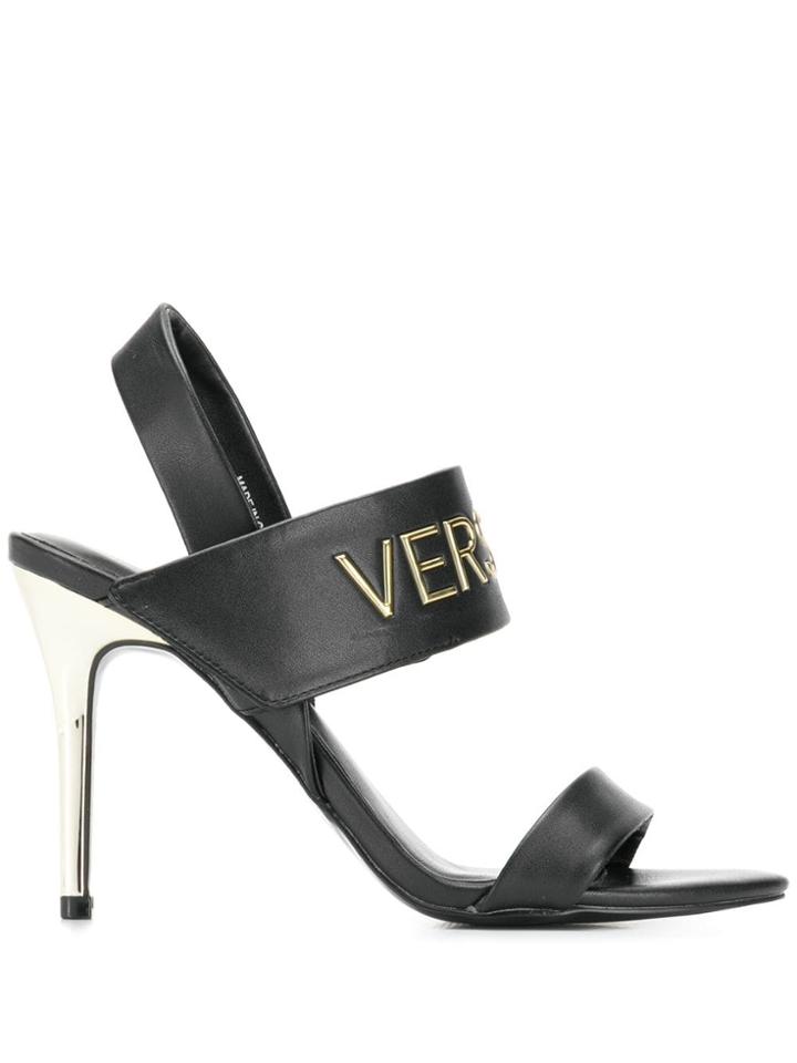 Versace Jeans Branded Heel Sandals - Black