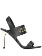Versace Jeans Branded Heel Sandals - Black