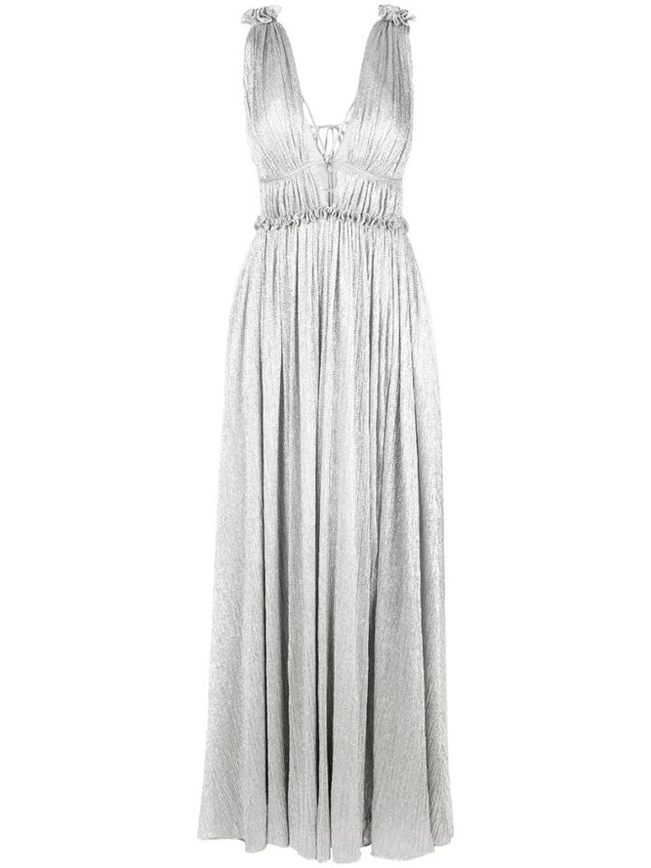 Jonathan Simkhai Plissé Open Neck Maxi Dress - Silver