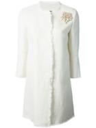 Ermanno Scervino Pearl Detailing Coat, Women's, Size: 44, Nude/neutrals, Linen/flax/polyamide/acetate/cupro