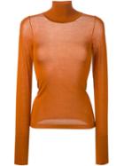 Roksanda Roll Neck Fine Knit Sweater, Women's, Size: 8, Yellow/orange, Silk/spandex/elastane