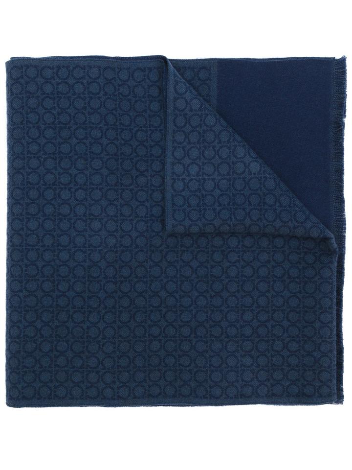 Salvatore Ferragamo - Gancini Scarf - Men - Wool - One Size, Blue, Wool