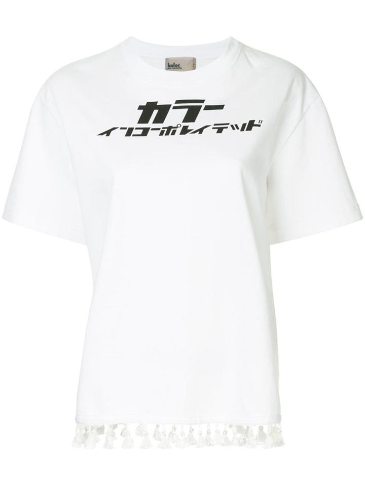 Kolor Tassel Hem Printed T-shirt - White