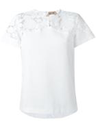 No21 Lace Panel T-shirt, Women's, Size: 42, White, Cotton/viscose/polyester/polyamide