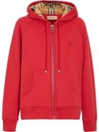 Burberry Vintage Check Detail Jersey Hooded Top - Red