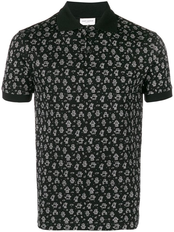 Saint Laurent Robots Polo Shirt - Black