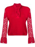 Christopher Kane Lace Trim Cardigan - Red