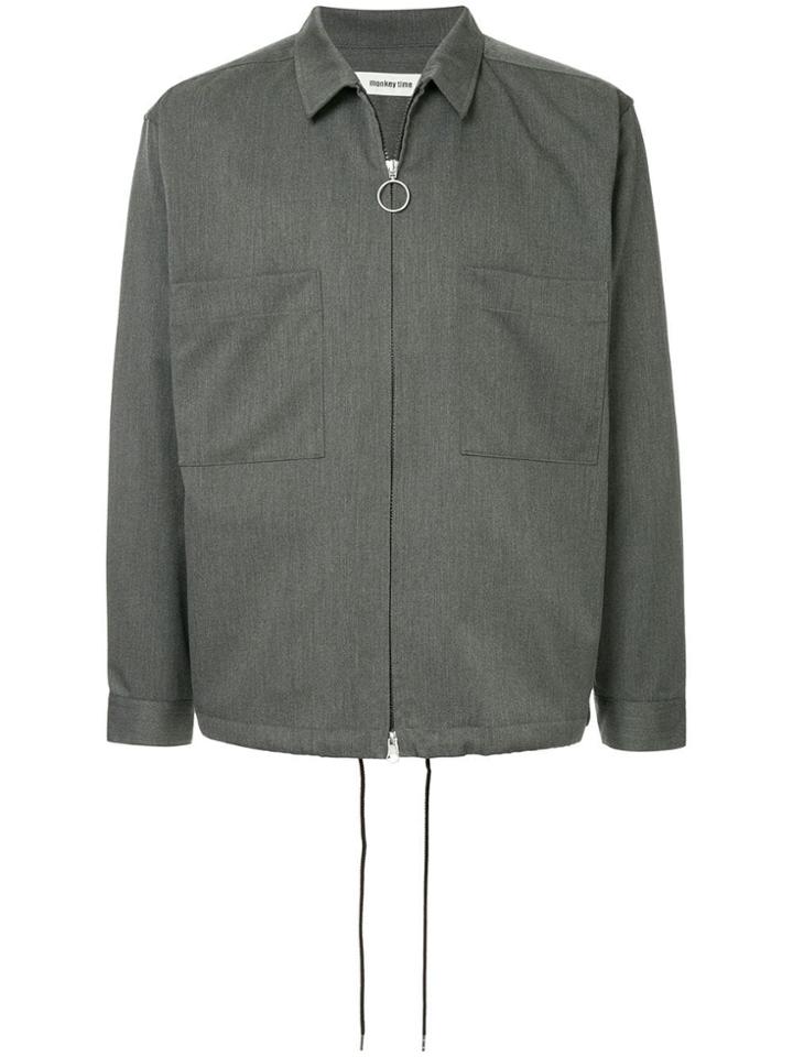 Monkey Time Zipped Long-sleeve Shirt - Grey