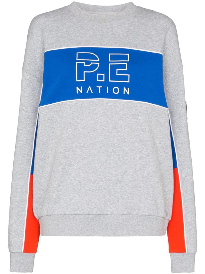 P.e Nation Sonic Stripe Jersey Jumper - Grey