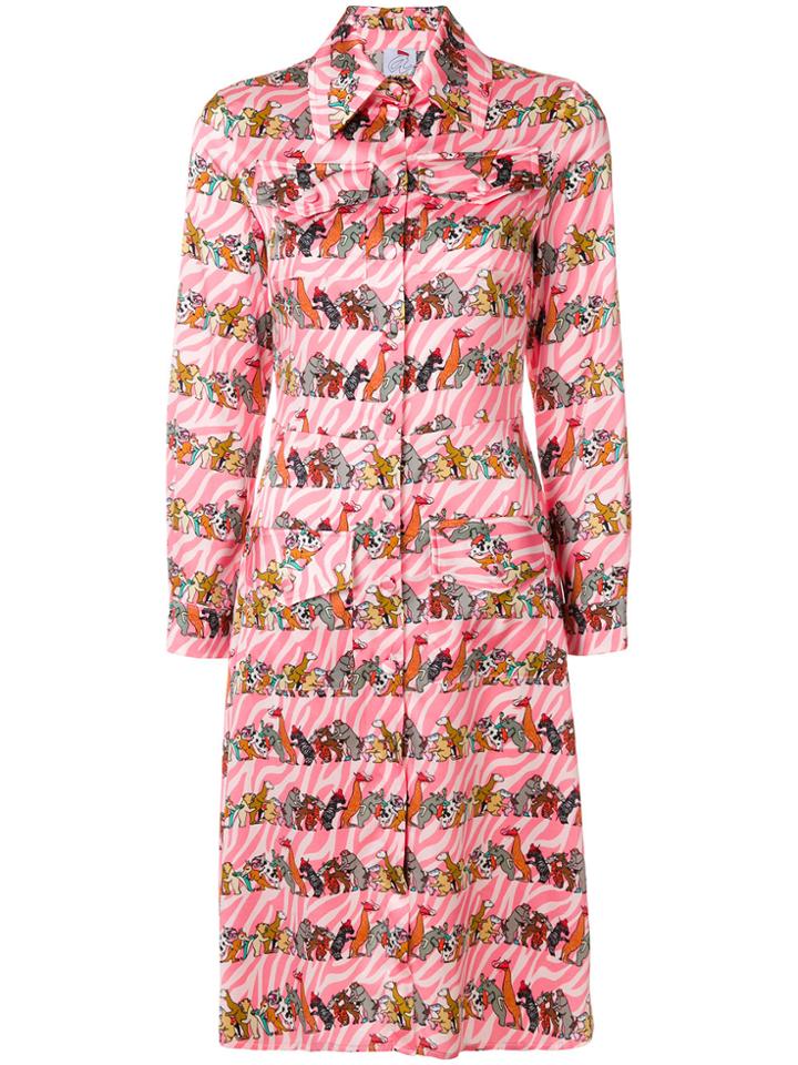 Ultràchic Animal Print Shirt Dress - Pink & Purple