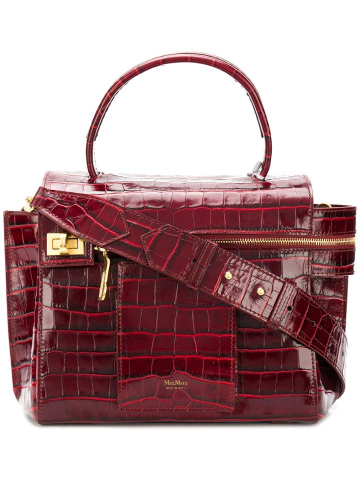 Max Mara Crocodile Tote Bag - Red