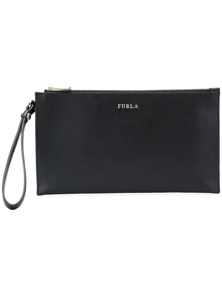 Furla Logo Clutch Bag - Black