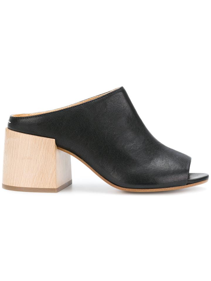 Mm6 Maison Margiela Peep Toe Mules - Black