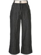 Lee Mathews Cropped Striped Jeans - Blue