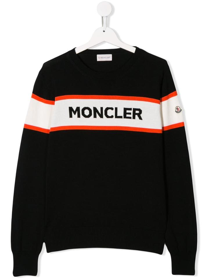 Moncler Kids Striped Logo Sweater - Black