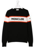 Moncler Kids Striped Logo Sweater - Black