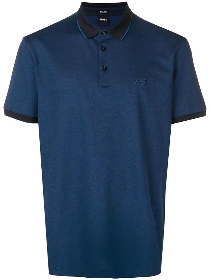 Boss Hugo Boss Contrast Trimmed Polo Shirt - Blue