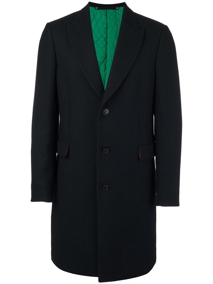 Paul Smith Monobreasted Mid Coat, Men's, Size: 48, Black, Cupro/wool