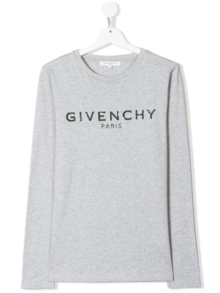 Givenchy Kids Distressed Logo Tee - Grey
