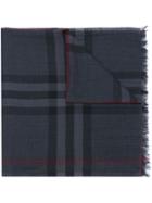 Burberry Lightweight Check Wool And Silk Scarf - Grey