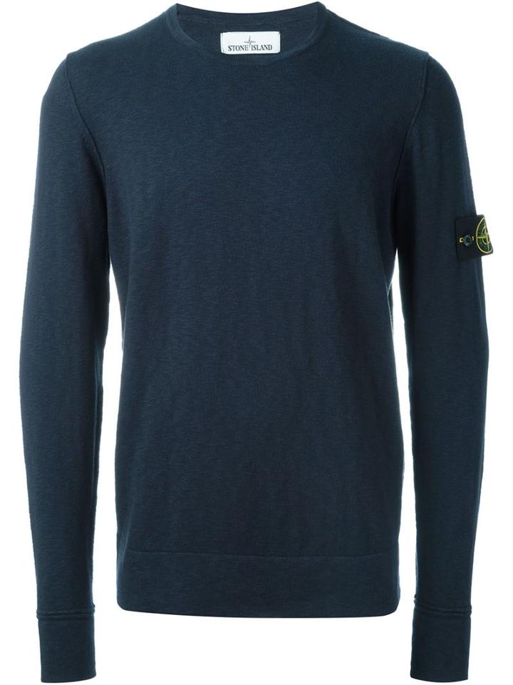 Stone Island Crew Neck Sweater, Men's, Size: Xl, Blue, Cotton/polyamide