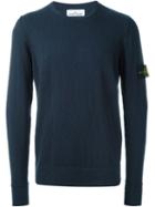 Stone Island Crew Neck Sweater, Men's, Size: Xl, Blue, Cotton/polyamide