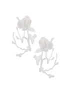 Olgafacesrok 'winter Garden' Large Rose Earrings, Women's, White