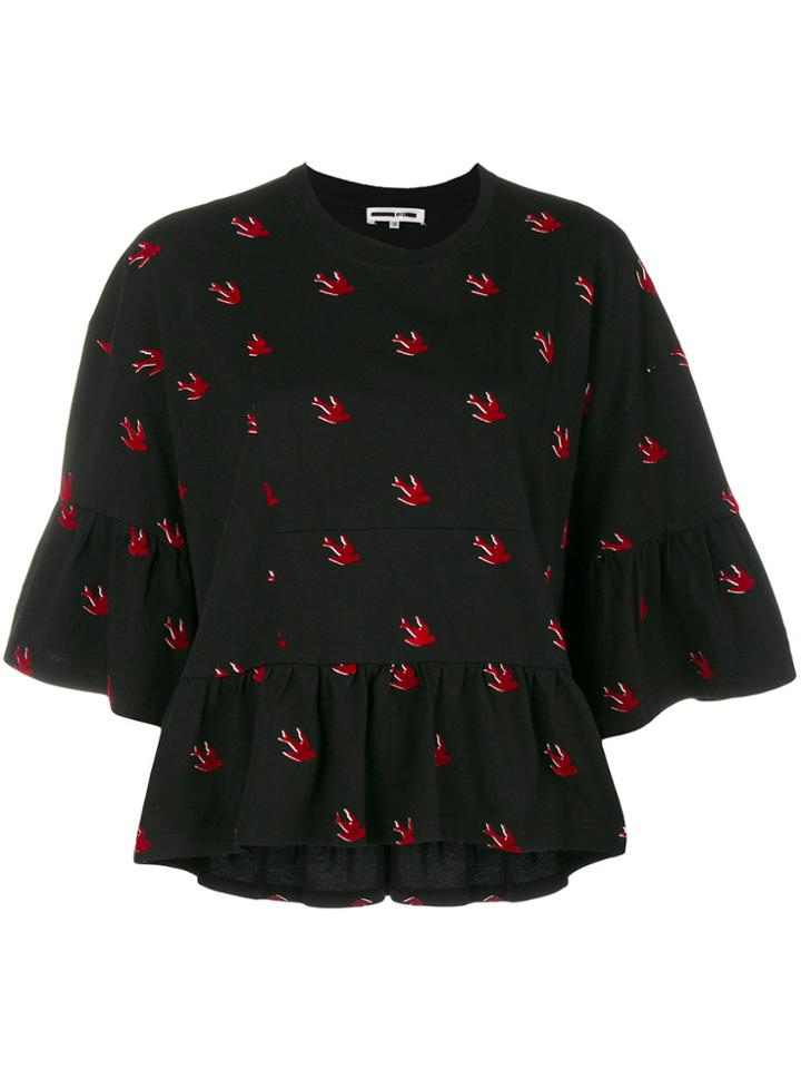 Mcq Alexander Mcqueen Swallow Print Peplum T-shirt - Black