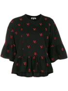 Mcq Alexander Mcqueen Swallow Print Peplum T-shirt - Black