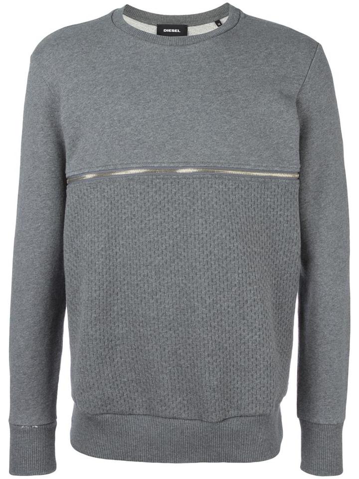Diesel Zipped Sweatshirt, Men's, Size: Medium, Grey, Cotton