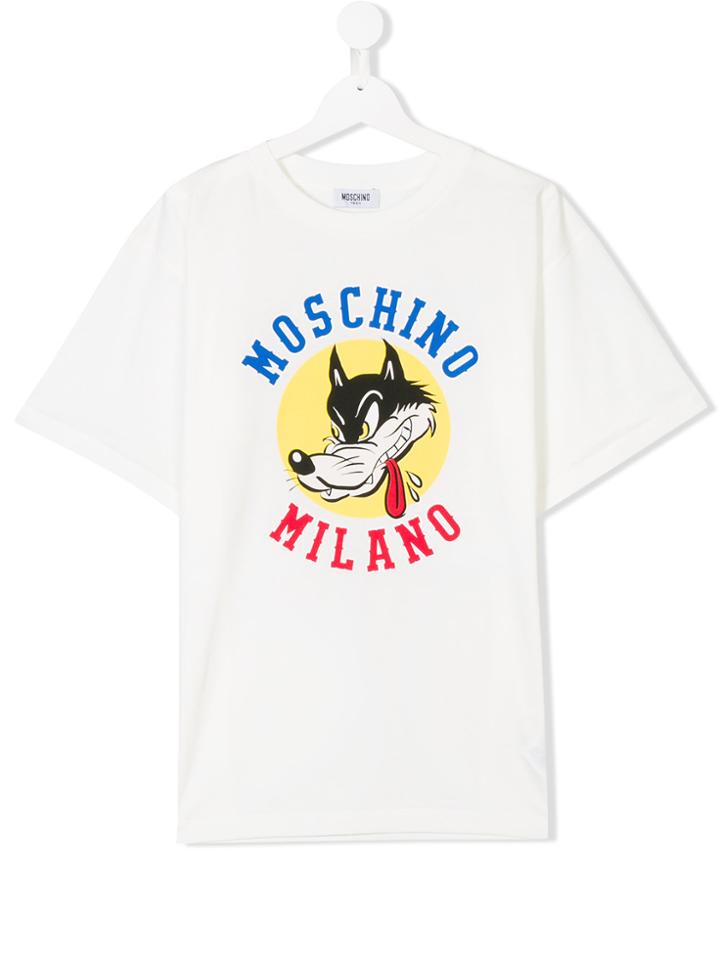 Moschino Kids Milano Logo T-shirt - White