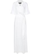 Paule Ka - Long Woven Wrap Dress - Women - Cotton - 44, White, Cotton