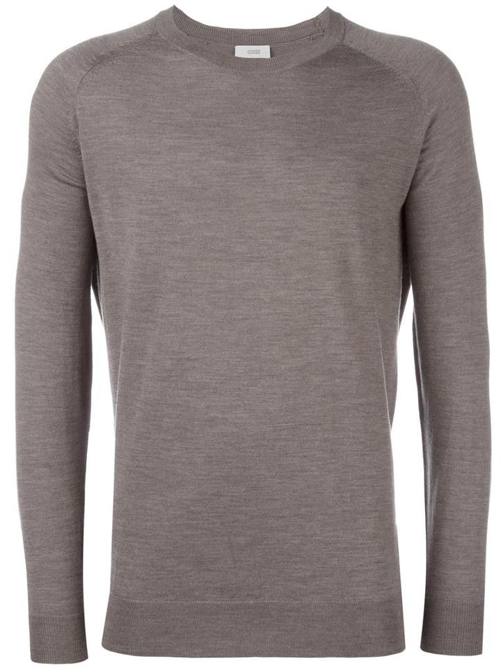 Closed Crew Neck Jumper, Men's, Size: Large, Grey, Virgin Wool