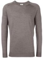 Closed Crew Neck Jumper, Men's, Size: Large, Grey, Virgin Wool
