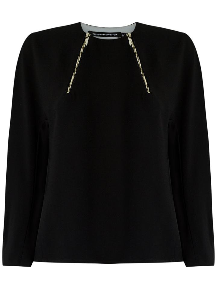 Reinaldo Lourenço - Zip Details Blouse - Women - Acetate - 46, Black, Acetate