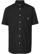 Burberry Short-sleeve Monogram Motif Stretch Cotton Shirt - Black