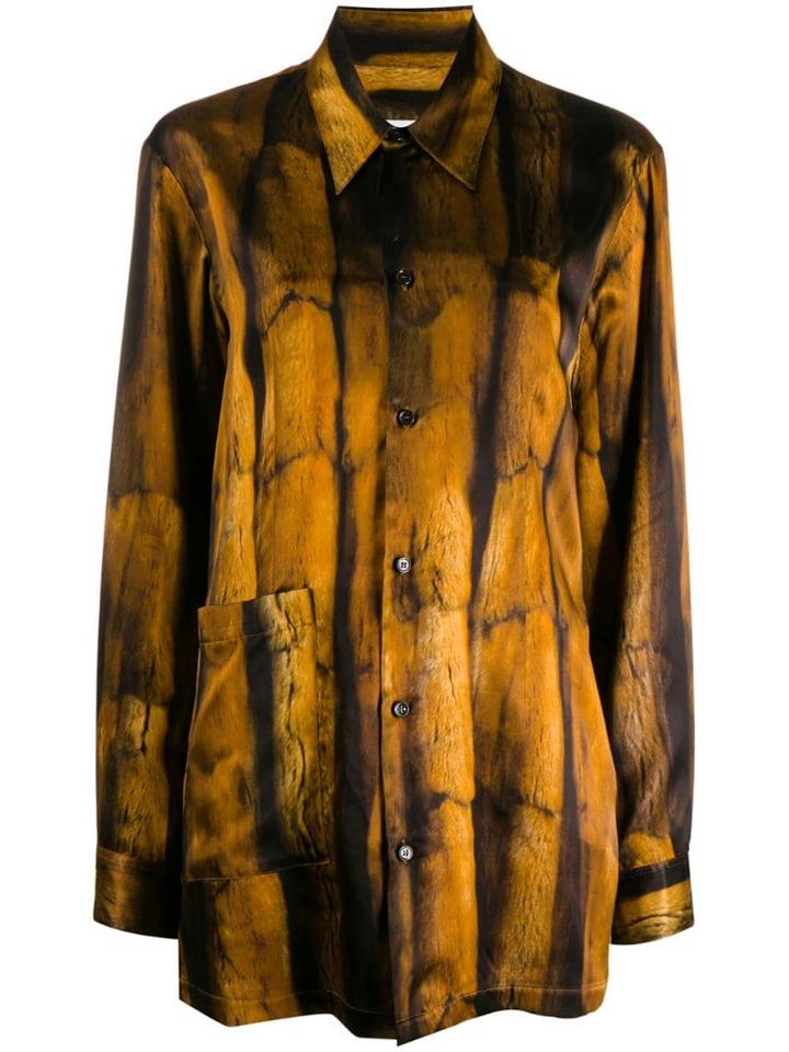 Mm6 Maison Margiela Fur-print Shirt - Brown