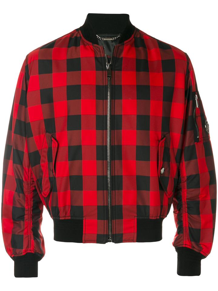 Versace Gingham Check Bomber - Red