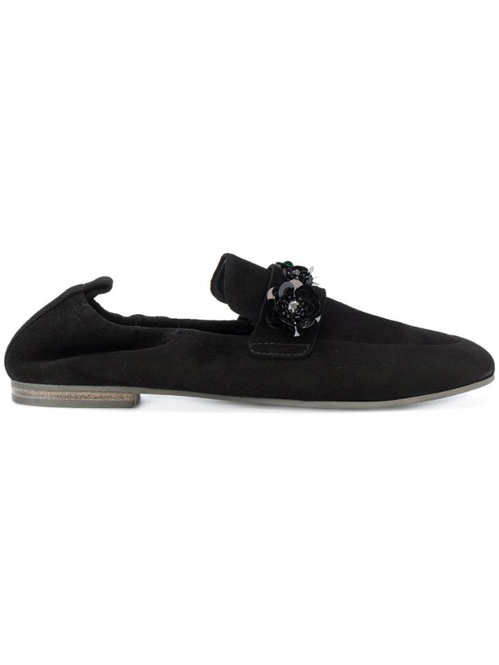 Kennel & Schmenger Flower Embellished Loafers - Black