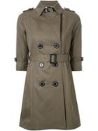 Guild Prime - Half Sleeve Flared Trench Coat - Women - Cotton - 36, Green, Cotton