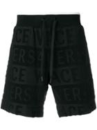 Versace Textured Logo Bermuda Shorts - Black